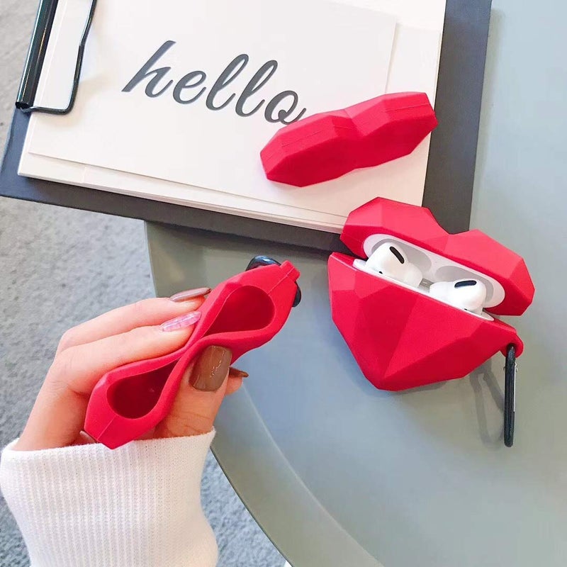 LEWOTE Silicone Case Compatible with Apple Airpods Pro & Pro 2 Funny Cute Cover [Fruit Dessert Series](Diamond Heart) - Image 4